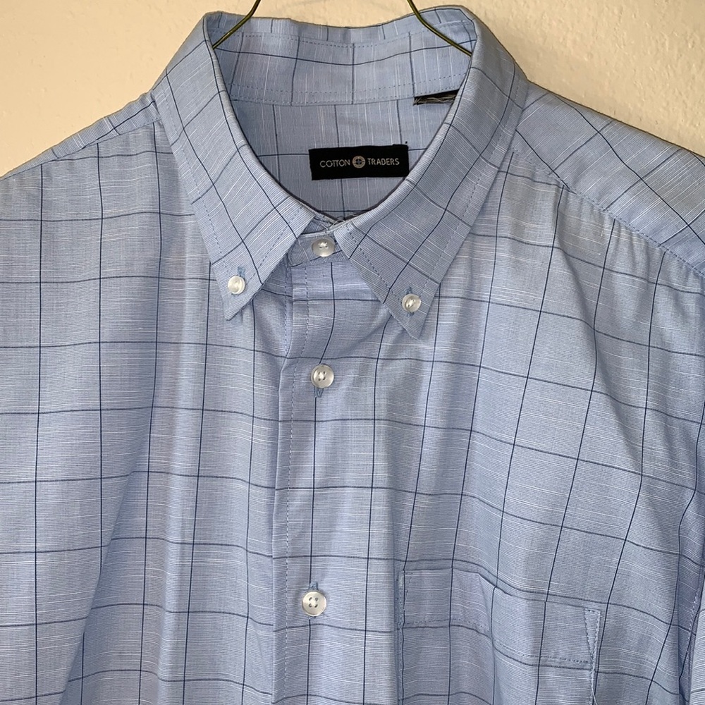 Cotton traders light blue checkered short sleeve